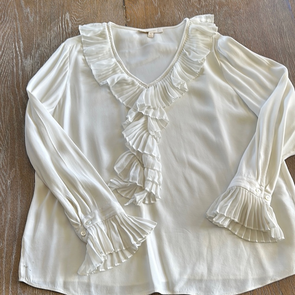 Elegant White Ruffled Blouse